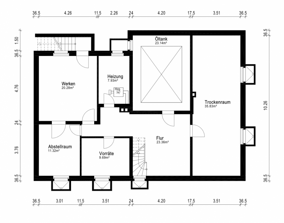 Grundriss Keller. Einfamilienhaus Titz-Spiel