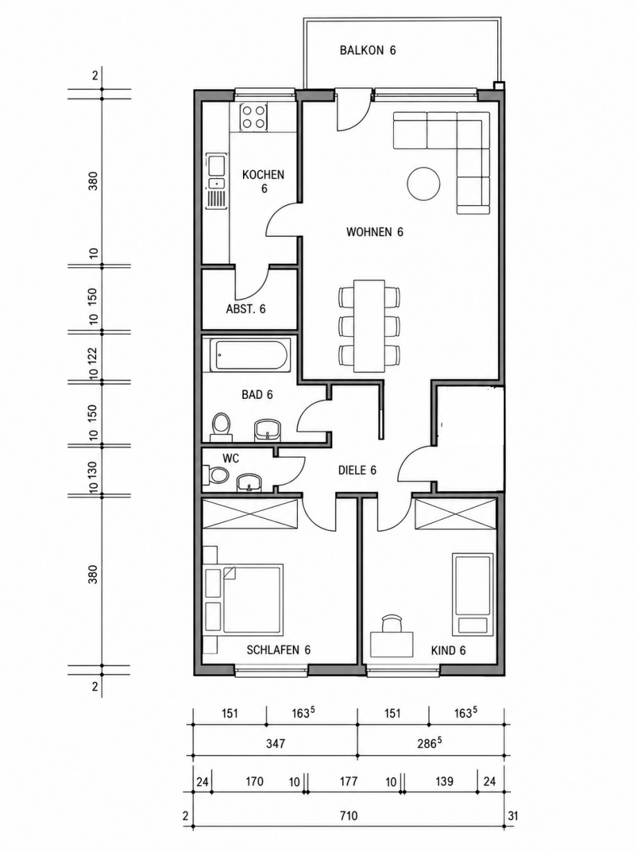 Grundriss Wohnung D�sseldorf-Benrath