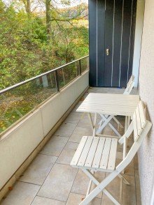 Balkon D-Oberkassel, Rheinallee Top 2-Zimmer-Wohnung mit Einbauk�che, Balkon mit Gr�nblick