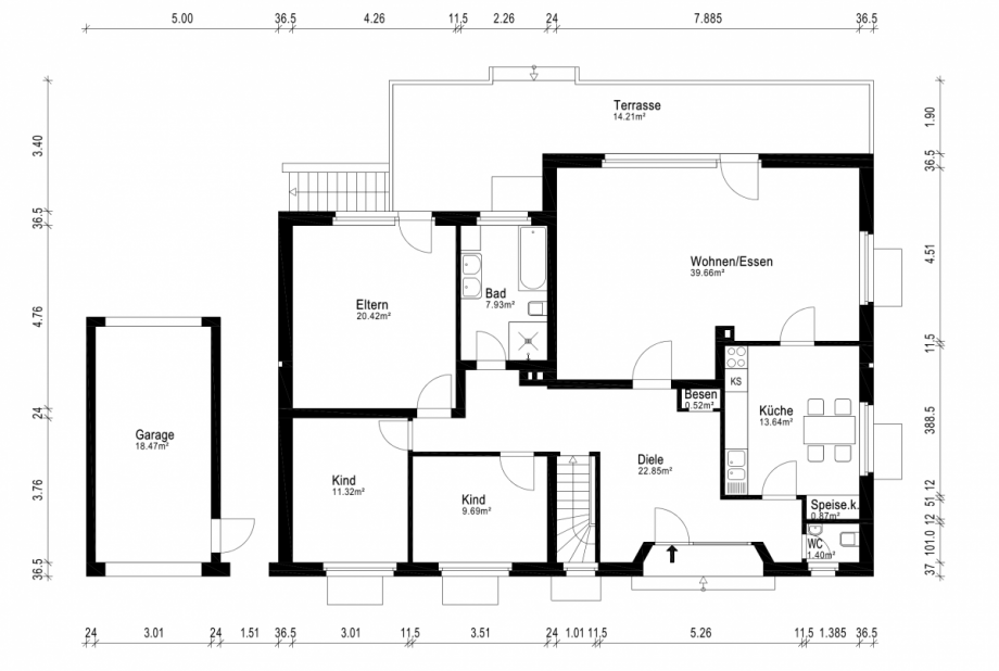 Grundriss EG. Einfamilienhaus Titz-Spiel