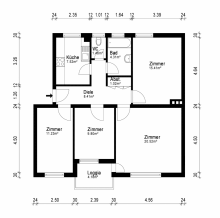 Grundriss +++ VERKAUFT +++ D-Oberkassel / Sehr gut aufgeteilte 4- Zimmer-Eigentumswohnung in ruhiger Lage!